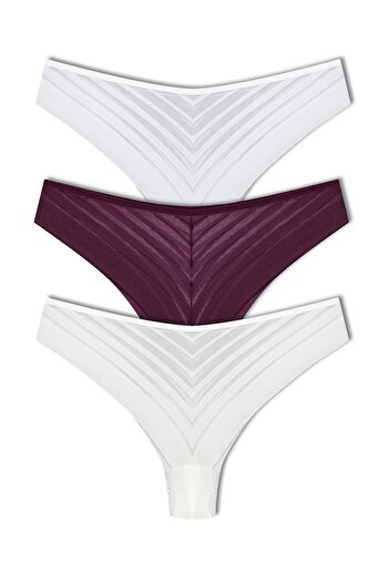 HNX 3-Piece Transparent Lace Brazilian Women's Panties
