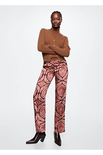 MANGO Woman Patterned Satin Trousers