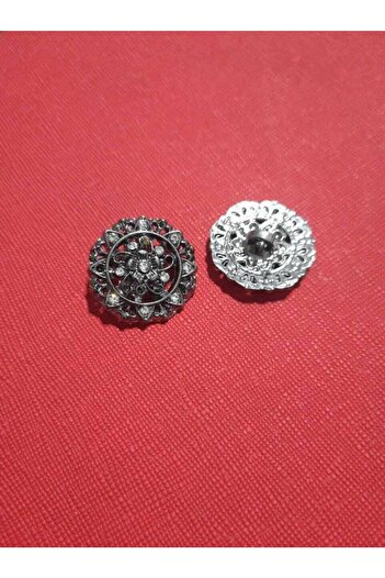 İMREN AKSESUAR Esma Stone 2.5 cm Free Black Nickel Plated Metal Button 1 Piece