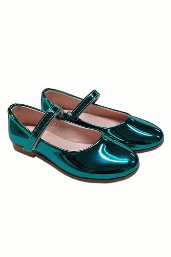 welissa Blue Turquoise Mirror Patent Leather Girl's Ballerinas
