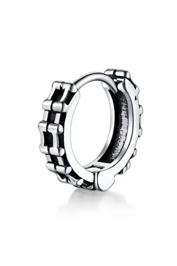Jaida Moda Men's Silver Chain Look Retro Model Steel Hoop Earrings