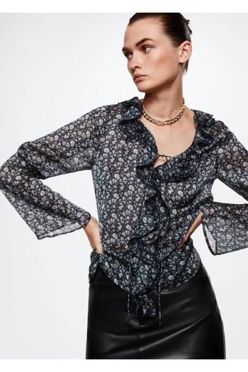 MANGO Woman Floral Pattern Flowy Blouse