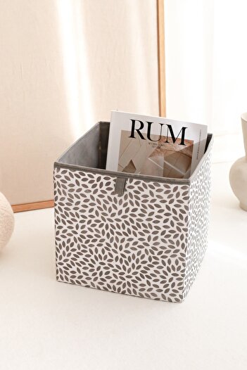 REKHOME Leaf Gray Cabinet Laundry Toy Organizer Folding Storage Box Organizer 28x28x28