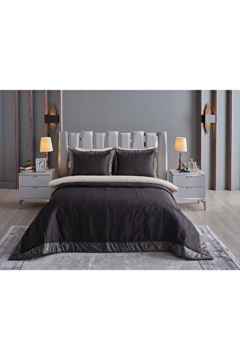 Doqu Home İntra Yatak Örtüsü Çift Kişilik - Siyah