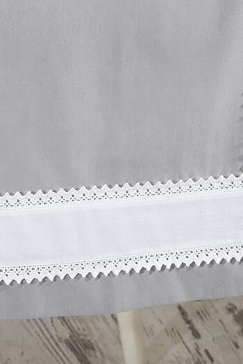 ÖDEL HOME Gray Buldan Fabric with White Lace Border 50X130 cm Runner