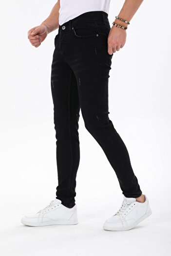 Jeanblack Siyah Erkek Kot Pantolon Skınny Fıt Jean Likralı Dar Tırnaklı