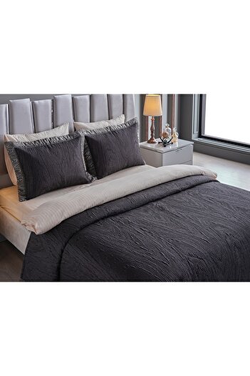 Doqu Home İntra Yatak Örtüsü Çift Kişilik - Siyah