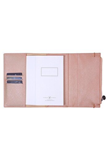Victoria's Journals Zipco Clutch Soft Protective Elastic Zippered Pocket Striped Block Notepad 9.6x16.6 Cm Champ