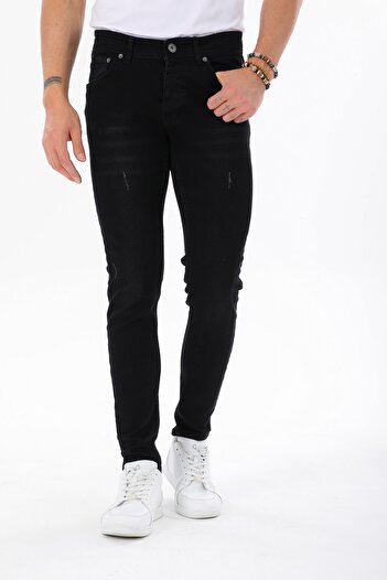 Jeanblack Siyah Erkek Kot Pantolon Skınny Fıt Jean Likralı Dar Tırnaklı