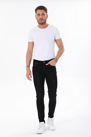 Jeanblack Siyah Erkek Kot Pantolon Skınny Fıt Jean Likralı Dar Tırnaklı