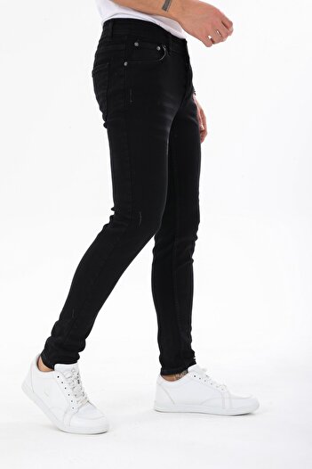 Jeanblack Siyah Erkek Kot Pantolon Skınny Fıt Jean Likralı Dar Tırnaklı