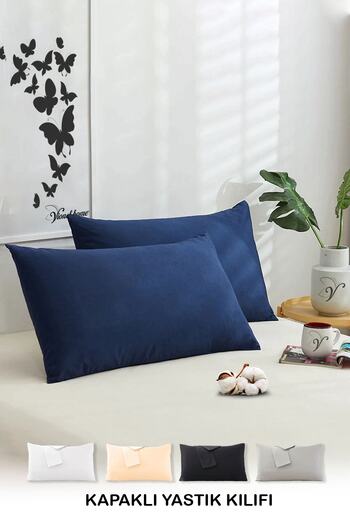 Vionel Home Бавовняна наволочка для подушки, 2 шт., 50x70 см, однотонна, нічно-синя