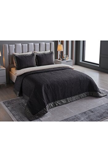 Doqu Home İntra Yatak Örtüsü Çift Kişilik - Siyah