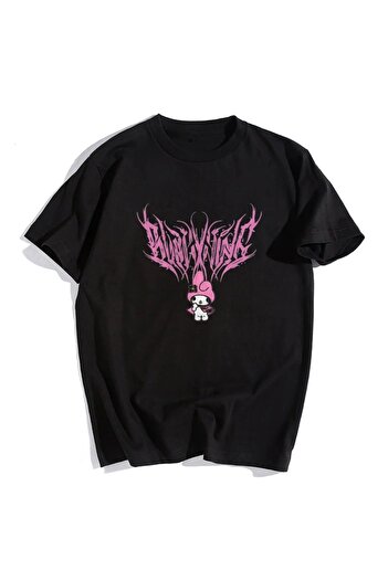 Touz Melody Pink Black Unisex Oversize T-shirt