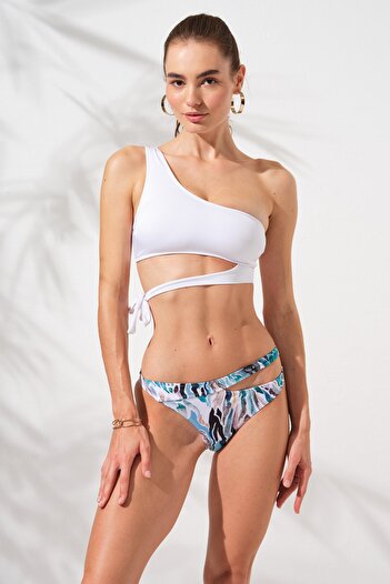 Pierre Cardin Iconic One Shoulder Tie Bikini Set Coral 231227-d