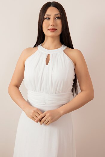 PULLIMM Βραδινό μακρύ φόρεμα C-Neck Glitter 13320