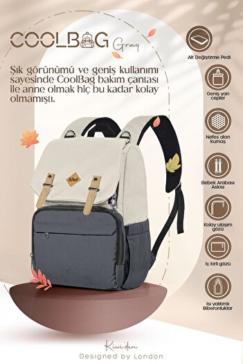 Kiwi Coolbag Baby Care Bag - Thermal Eye, Pad and Bone Anthracite
