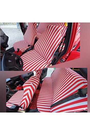 zifona Tofaş Şahin Oto Koltuk Kılıfı Zebra Desenli Servis Kılıf Çizgili Kırmızı