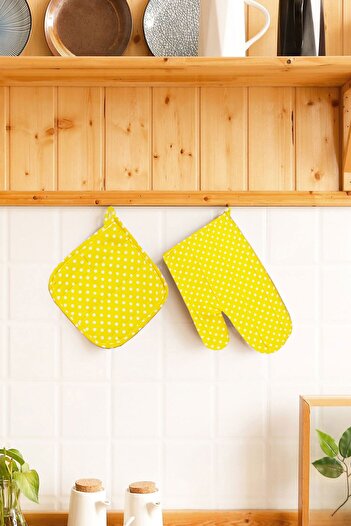 COTENCONCEPT Cotton Oven Mitts and Pot Holders Set 20x20 - 19x30 Cm