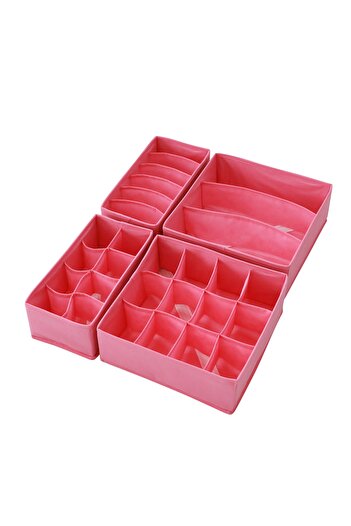 REKHOME 4lü Pembe Çocuk Odası Dolap Çekmece Içi Çamaşır Çorap Düzenleyici Petek Akordiyon Organizer