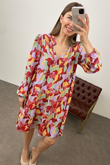 Sue Store Rochie lejeră cu guler colorat