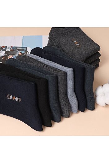çorapmanya 6 Double Stitched Economic Cotton Patterned Men's Socks