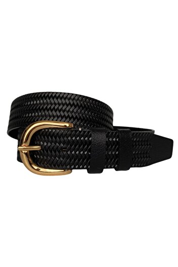 GoDeri %100 Hakiki Deri, Gold Tokalı Siyah Kadın Kot Kemeri 4 Cm=tyc00419802099