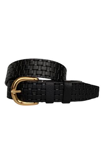 GoDeri %100 Hakiki Deri, Gold Tokalı Siyah Desenli Kadın Kot, Spor Kemer 4 Cm=an-byn-26