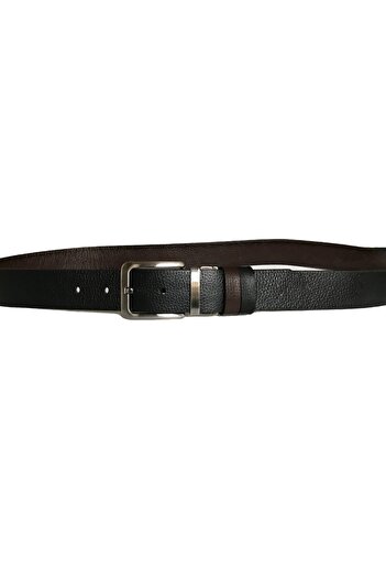 GoDeri Hakiki Deri Çift Taraflı 4 Cm Kemer; Siyah, Koyu Kahverengi=dk-çift.duz-si-koka