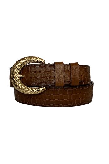 GoDeri 100% Genuine Leather, Brown Women's Jeans Belt with Gold Buckle 4 Cm=tyc00379969593