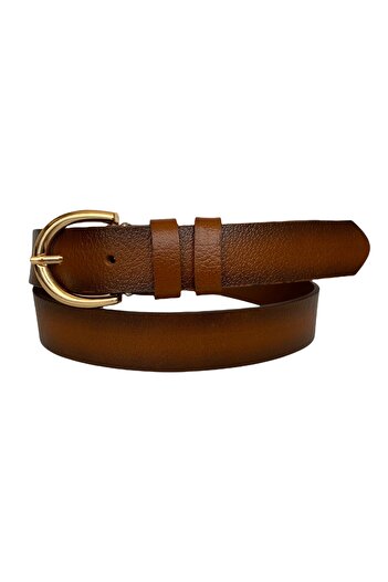 GoDeri 100% Genuine Leather Gold Buckle Tan Thin Women's Belt, 3cm=3cm-kdn-02
