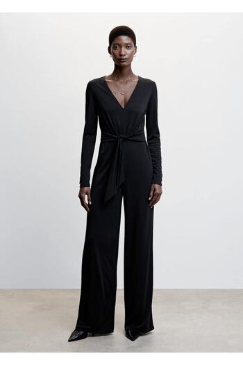 MANGO Woman Langer Jumpsuit mit Bindedetail