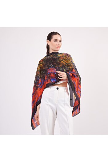 Nomads Felt Voile Silk Scarf| 55x180 Cm| Van Gogh Olive Trees|