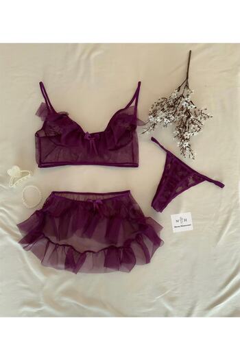 MH Moony Homewears Pallida violet din 3 piese