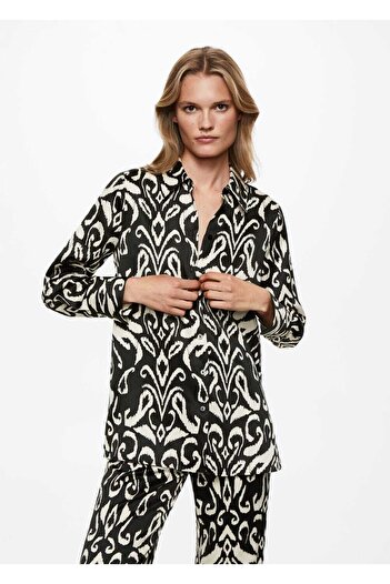MANGO Woman Cămașă cu model din satin