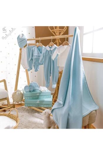 Babydola %100 Pamuklu Kumaş Erkek Bebek Hastane Çıkışı 10'lu Zıbın Set