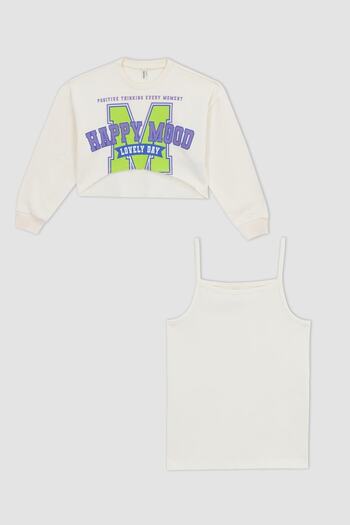 DeFacto Mädchen Crop Printed Sweatshirt Jogginghose 2er Set Z4179a623sp