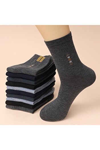 çorapmanya 6 Double Stitched Economic Cotton Patterned Men's Socks