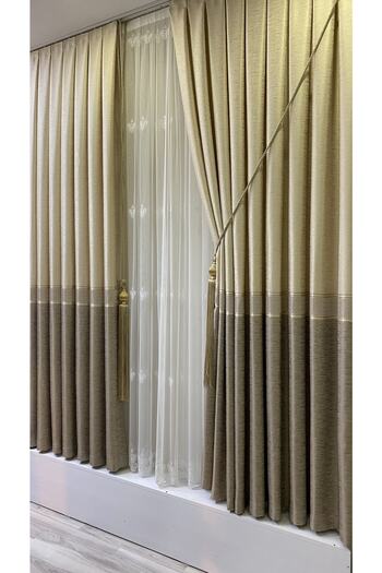 Fon Dünyası Panel Background Curtain Cream Milk Coffee