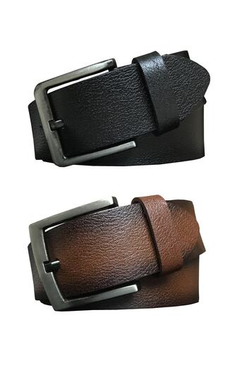 GoDeri 4.5 cm Wide 100% Genuine Leather Black and Brown Jeans and Sports Belt Set - dk-11111-22222