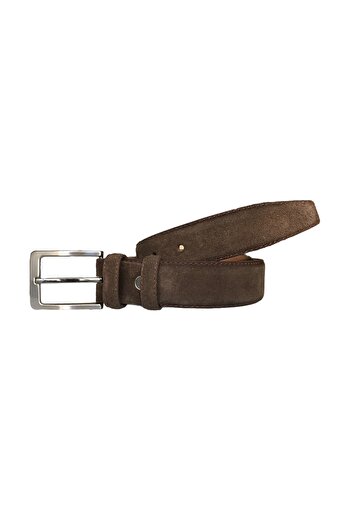 GoDeri 100% Genuine Quality Suede Leather 3.5 cm Dark Brown Classic, Fabric Trouser Belt