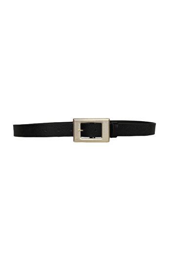 GoDeri %100 Hakiki Deri Gold Tokalı Siyah Ince Kadın Kemeri, 3cm=3cm-kdn-29