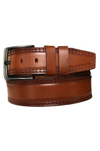 GoDeri Genuine Leather Double Stitching Printed Tan Jeans Sports Belt 4.5 Cm=hs-dk-0008