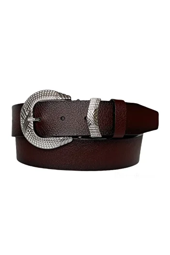 GoDeri 100% Genuine Leather, Silver Buckle, Claret Red Women's Jeans Belt with Metal Bridge 4 Cm=an-byn-63