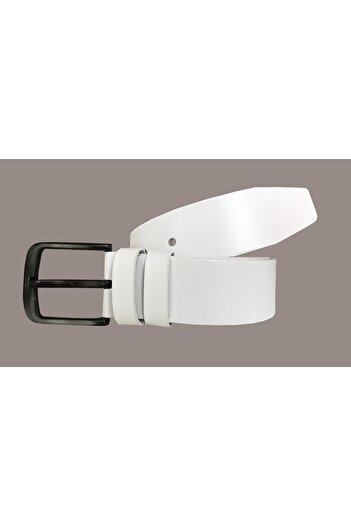 GoDeri Γνήσιο δέρμα Λευκό Τζιν Αθλητική Ζώνη 4,5 cm=dk-λευκό