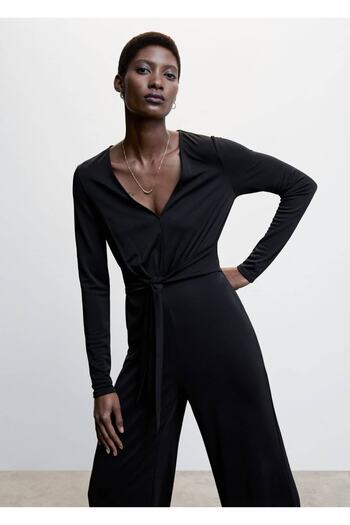 MANGO Woman Langer Jumpsuit mit Bindedetail