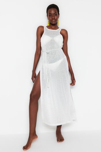 Trendyol Collection Rochie de plajă Maxi Ecru de mireasă TBESS21EL2991