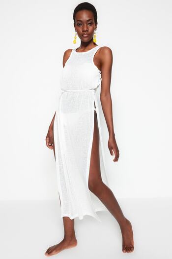 Trendyol Collection Rochie de plajă Maxi Ecru de mireasă TBESS21EL2991