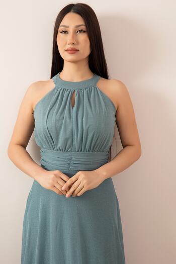 PULLIMM Βραδινό μακρύ φόρεμα C-Neck Glitter 13320