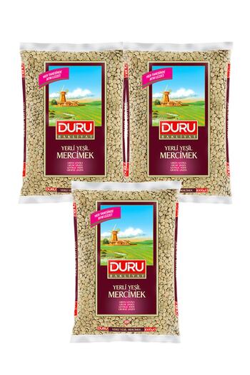 Duru Yerli Yeşil Mercimek, 3x1000 Gr